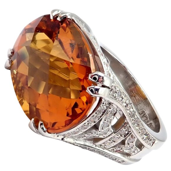 Kieselstein Cord Platinum 2.5ct Diamond Golden Citrine Cockatil Ring 1999 sz 6.5 - Picture 1 of 15